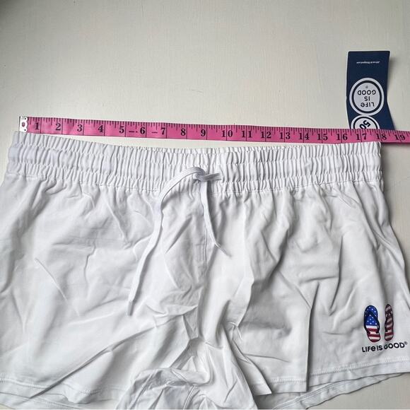 Life Is Good White Summer Style Drawstring American Flag Sandals Graphic Sz L - Picture 7 of 15